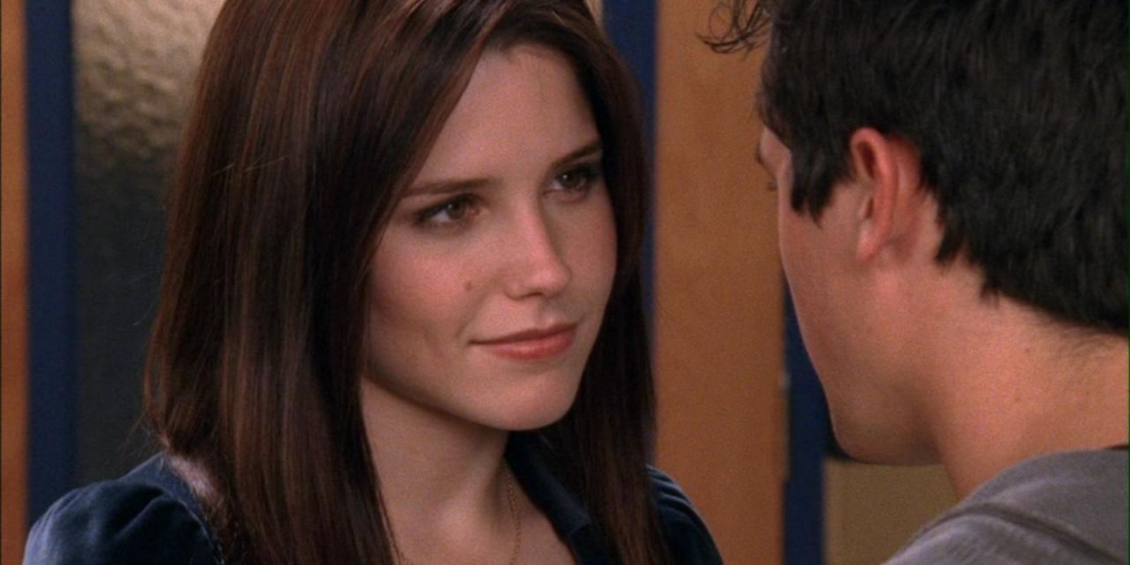 Brooke Davis smiles at Chase Adams in One Tree Hill