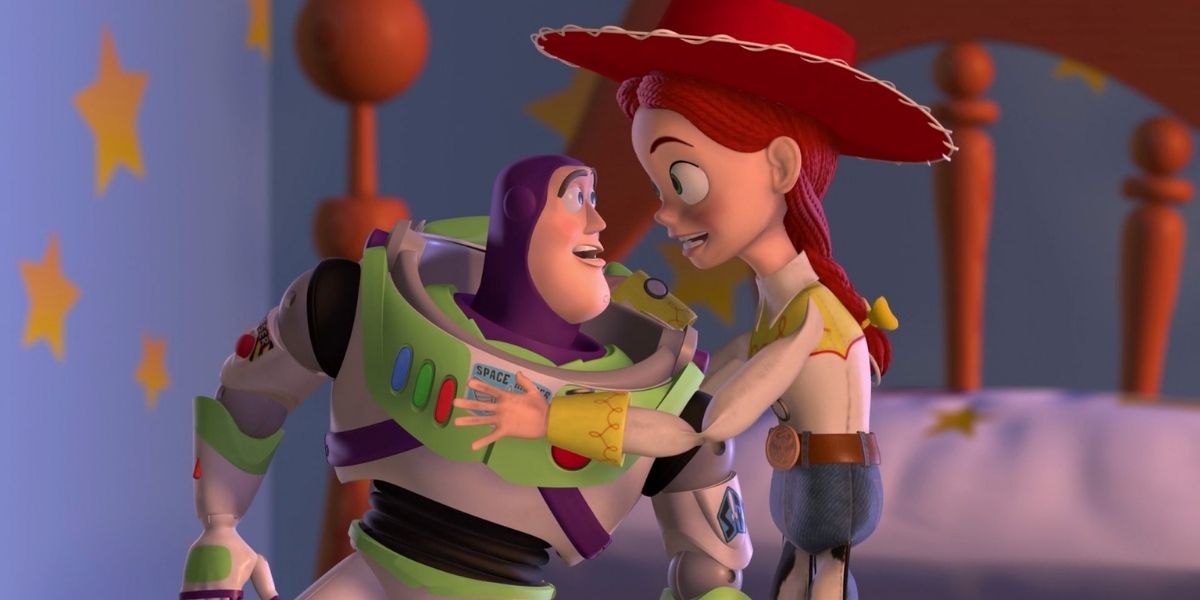Jessie hugging Buzz in Toy Story 2