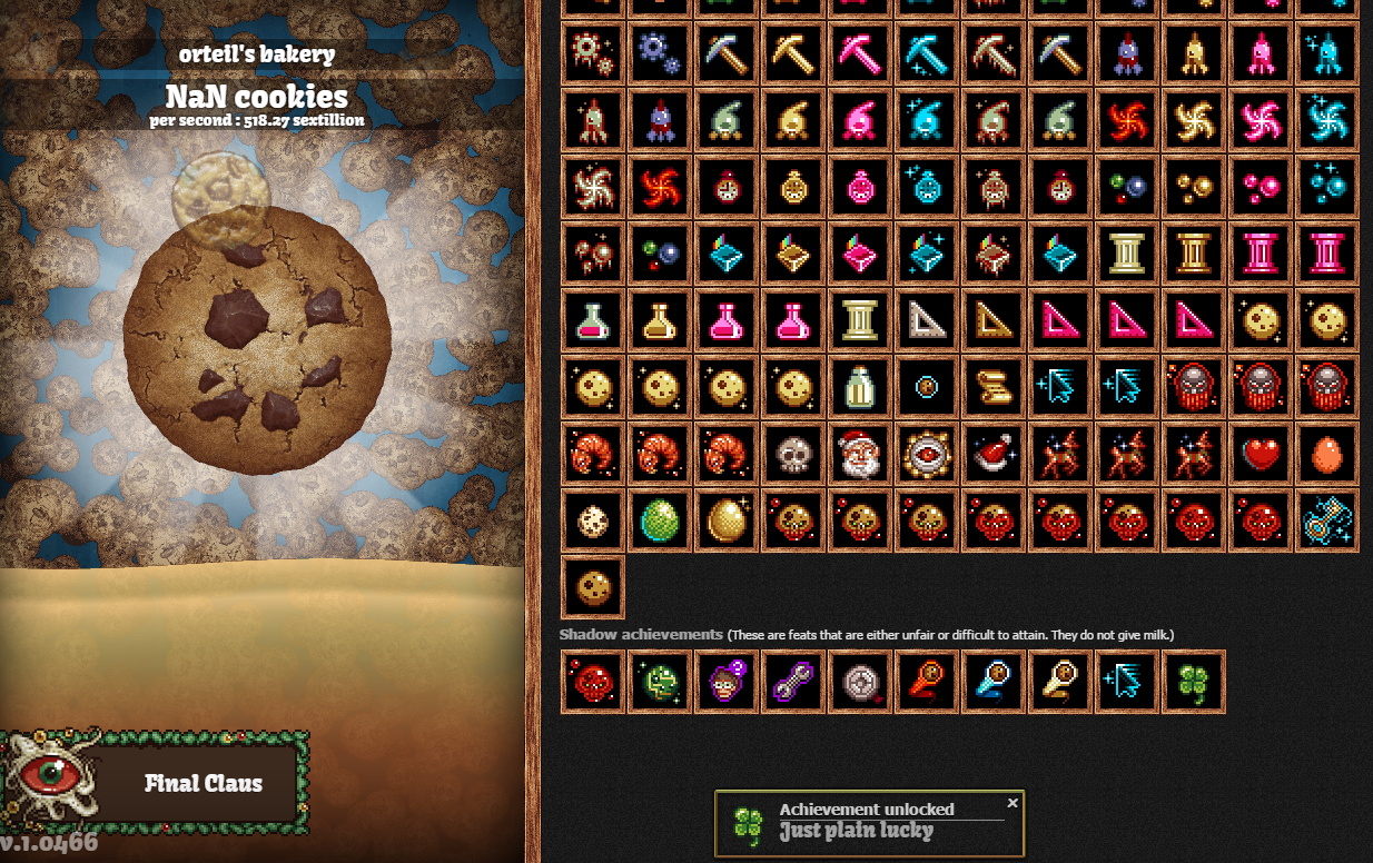 Uma enorme lista de ícones que representam conquistas ocultas no Cookie Clicker no Steam