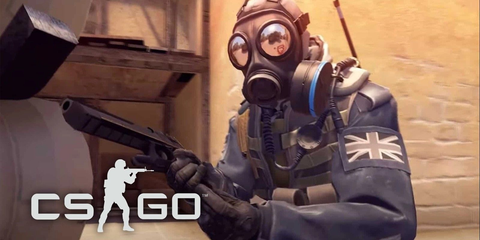 A player dons a gas mask in CS:GO Competitive