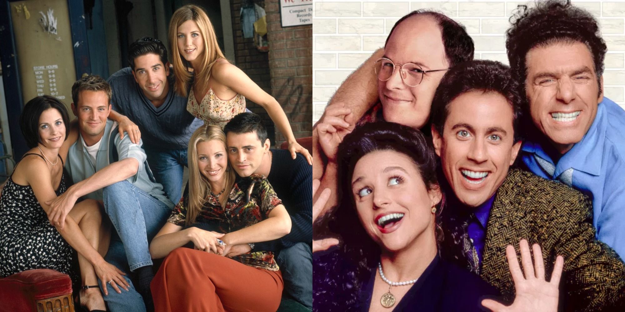 Side-by-side photo of the casts of Friends and Seinfeld