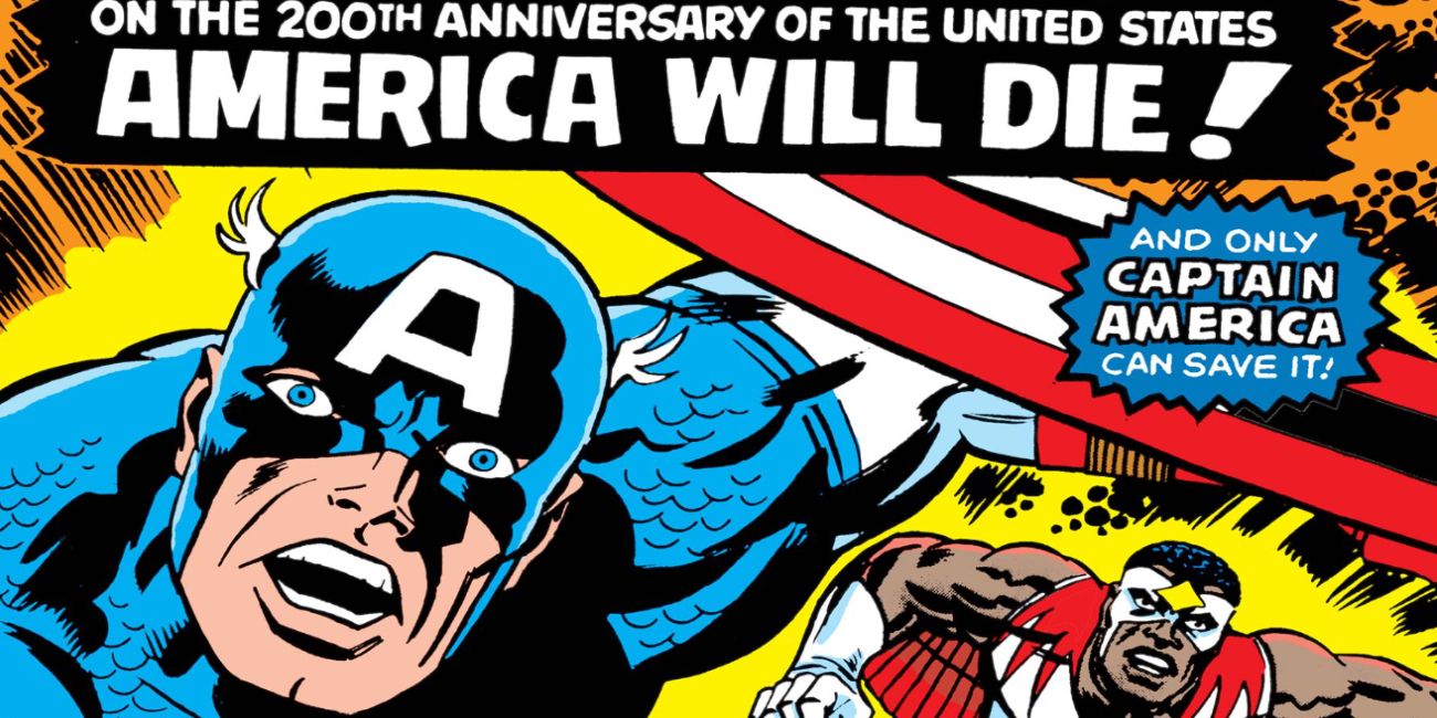 Captain America and the Falcon run toward the viewer in a Marvel comic.