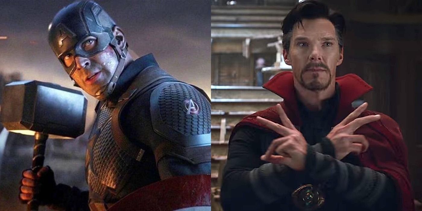Split image of Captain America in Avengers: Endgame and Doctor Strange in Avengers: Infinity War