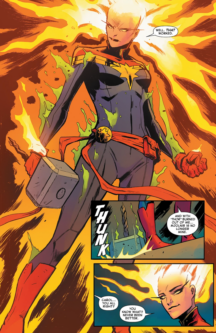 Captain Marvel Lifted Mjolnir Despite Worthy - Animated