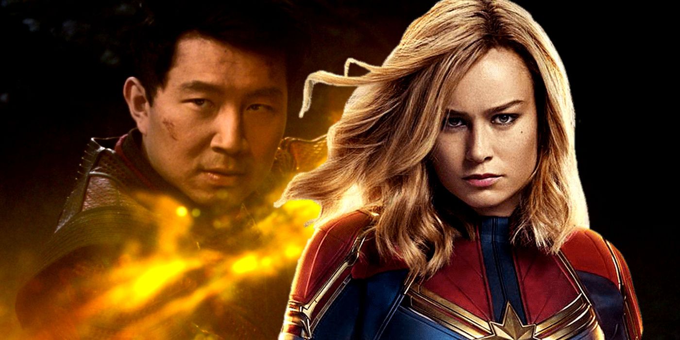 Split image of Captain Marvel and Shang-Chi