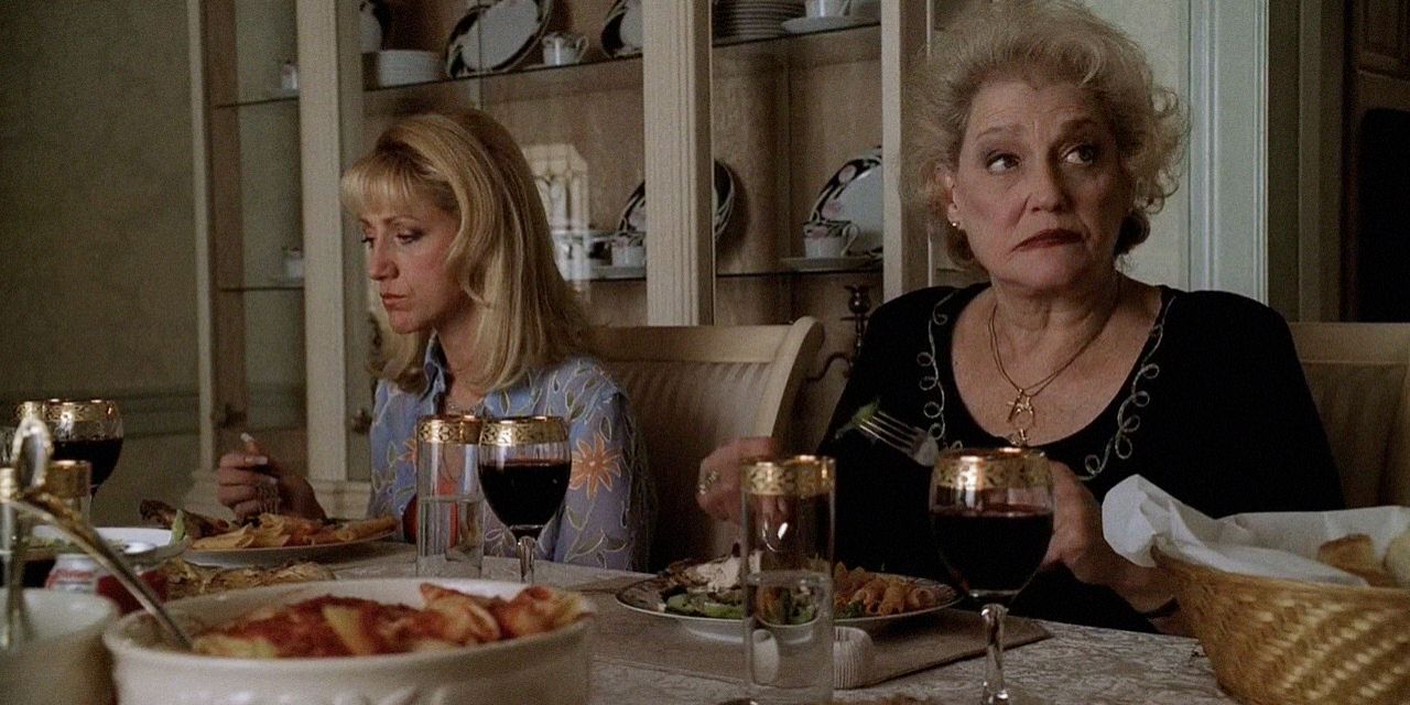 Carmela has dinner with her mom in The Sopranos.