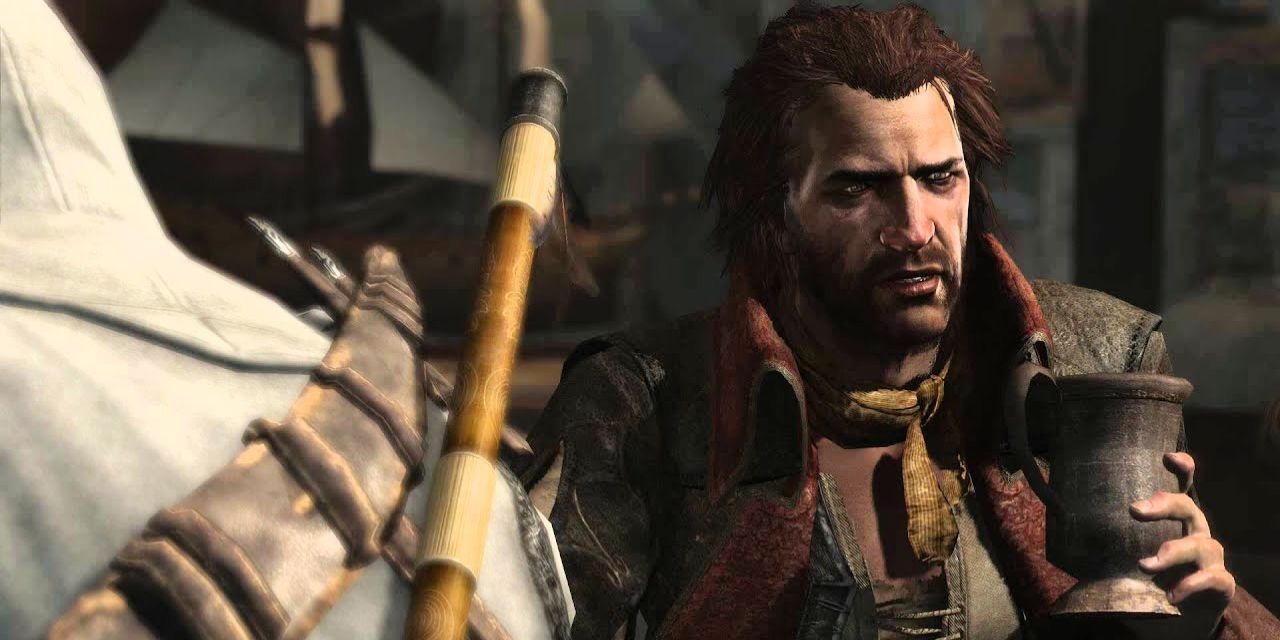 Charles Vane holds a cup on a pirate ship in Black Flag.
