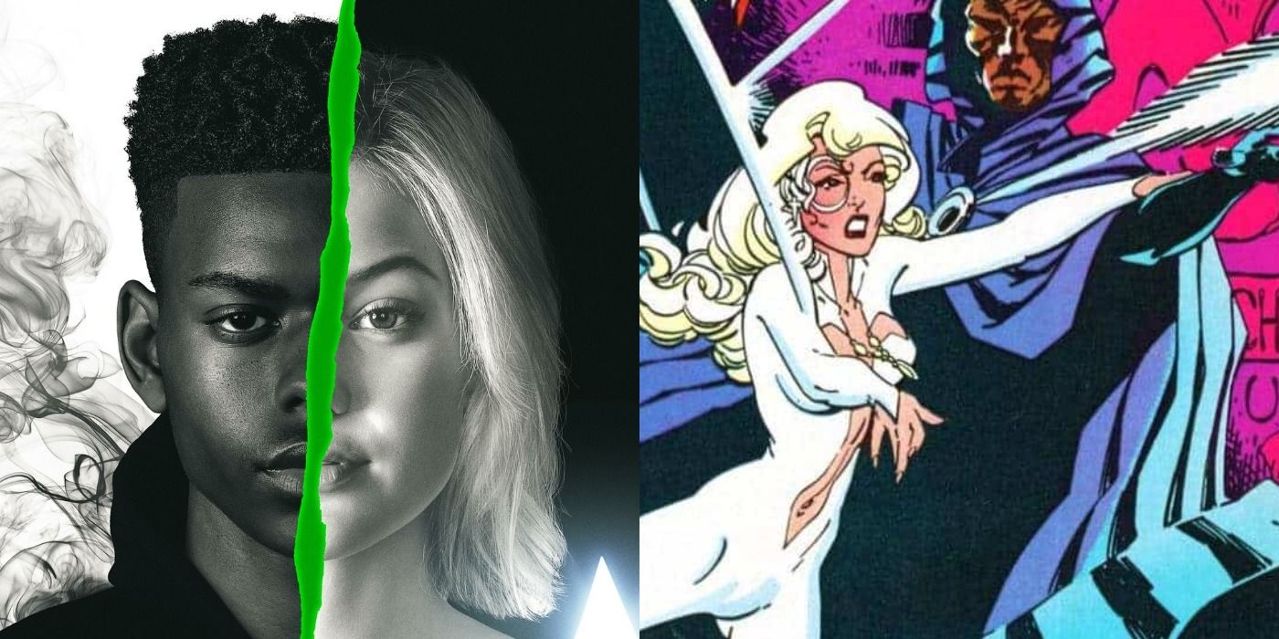 Split image of Cloak and Dagger from TV series and from Marvel Comics.