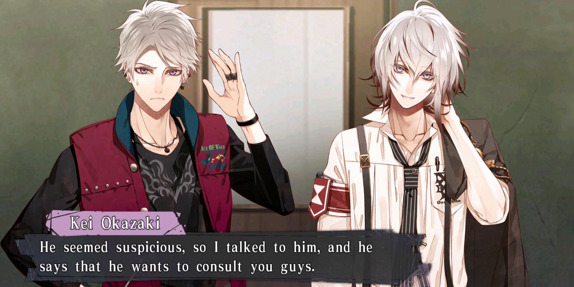 The player speaks to Kei and Ichika in Collar X Malice.