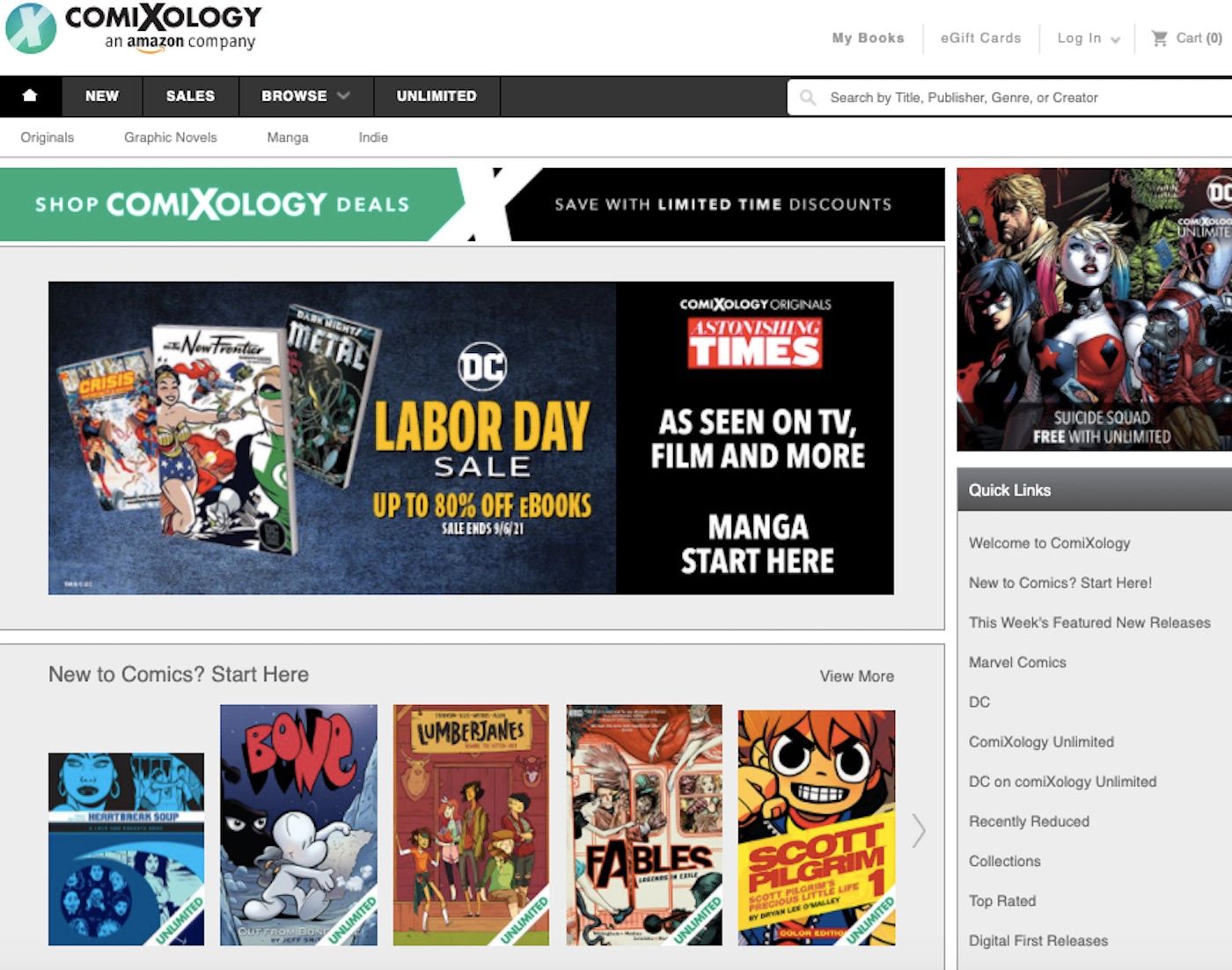 Comixology Homepage