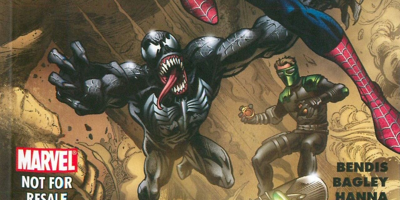 Cover art for Spider-Man The Black featuring Spider-Man, Venom, and Sandman