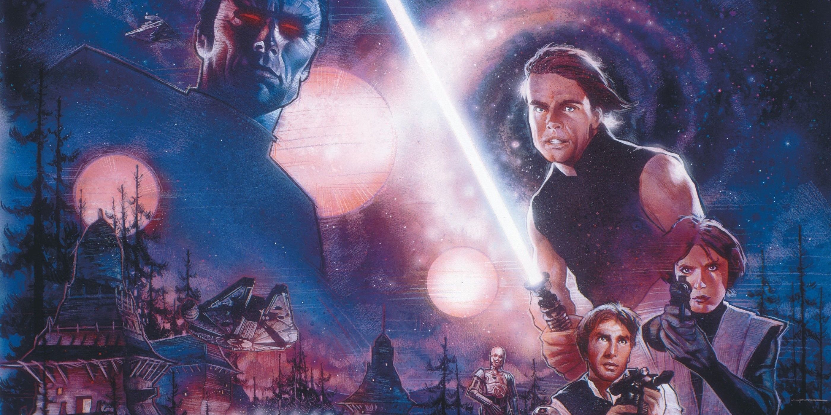 Cover art for Star Wars Heir to the Empire featuring Luke Skywalker holding a lightsaber while General Admiral Thawn looks on 