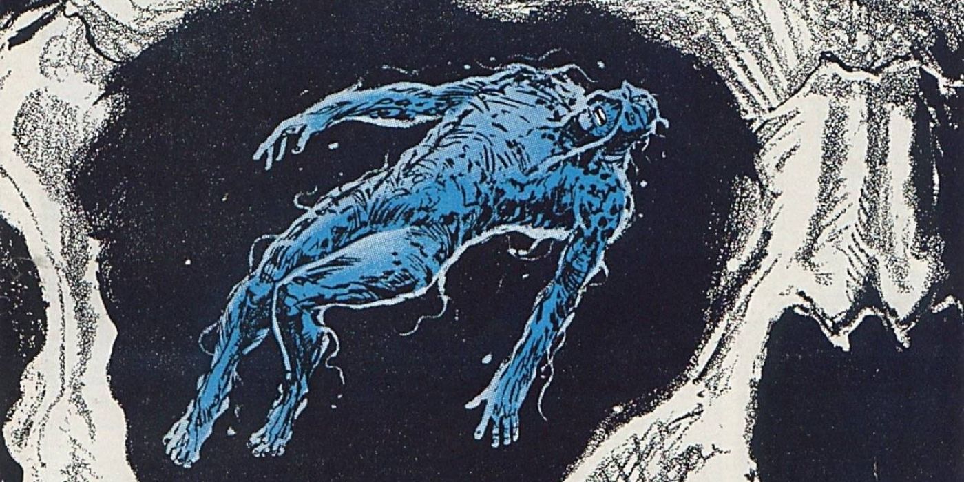 A blue Swamp Thing appears in DC Comics.