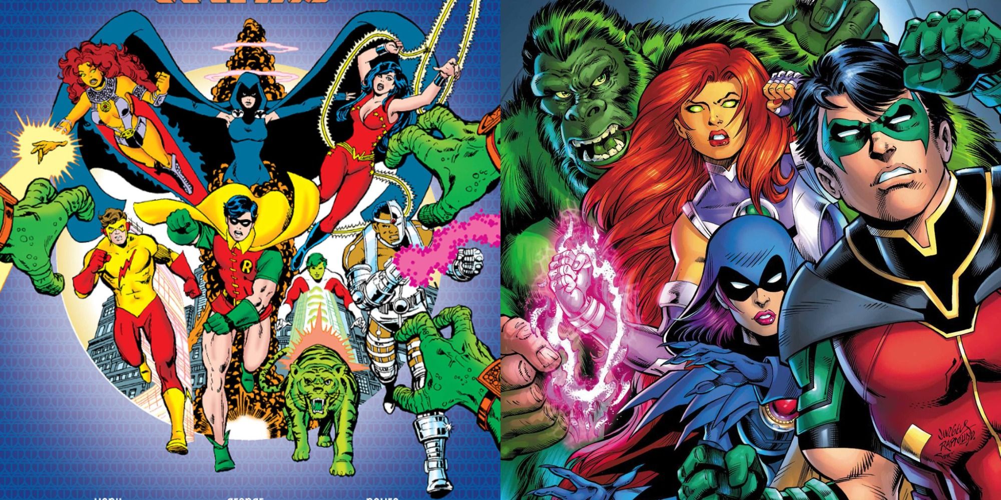 Split image: The Titans in the '80s, the modern Titans