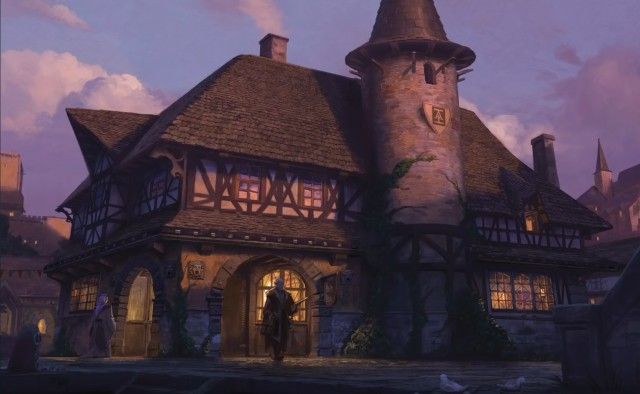 The home base of a D&amp;D party at sunset.