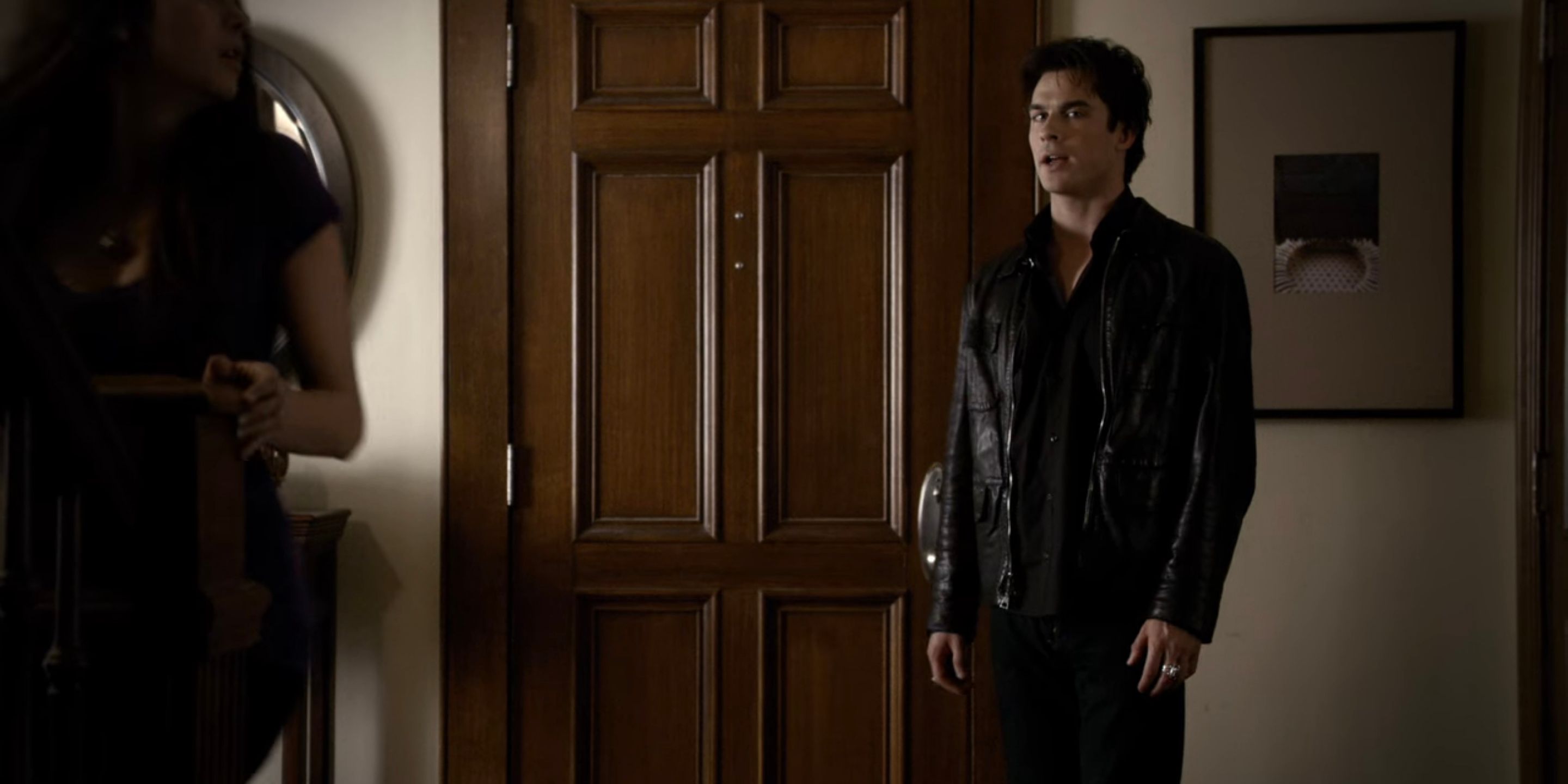 Elena tries to sneak Damon into her house in The Vampire Diaries.