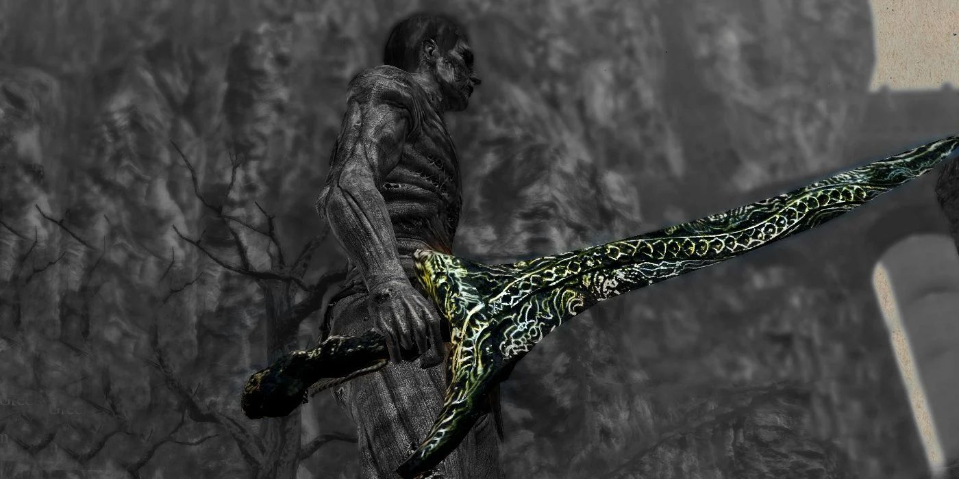 The player wields the Drake Sword in Dark Souls.