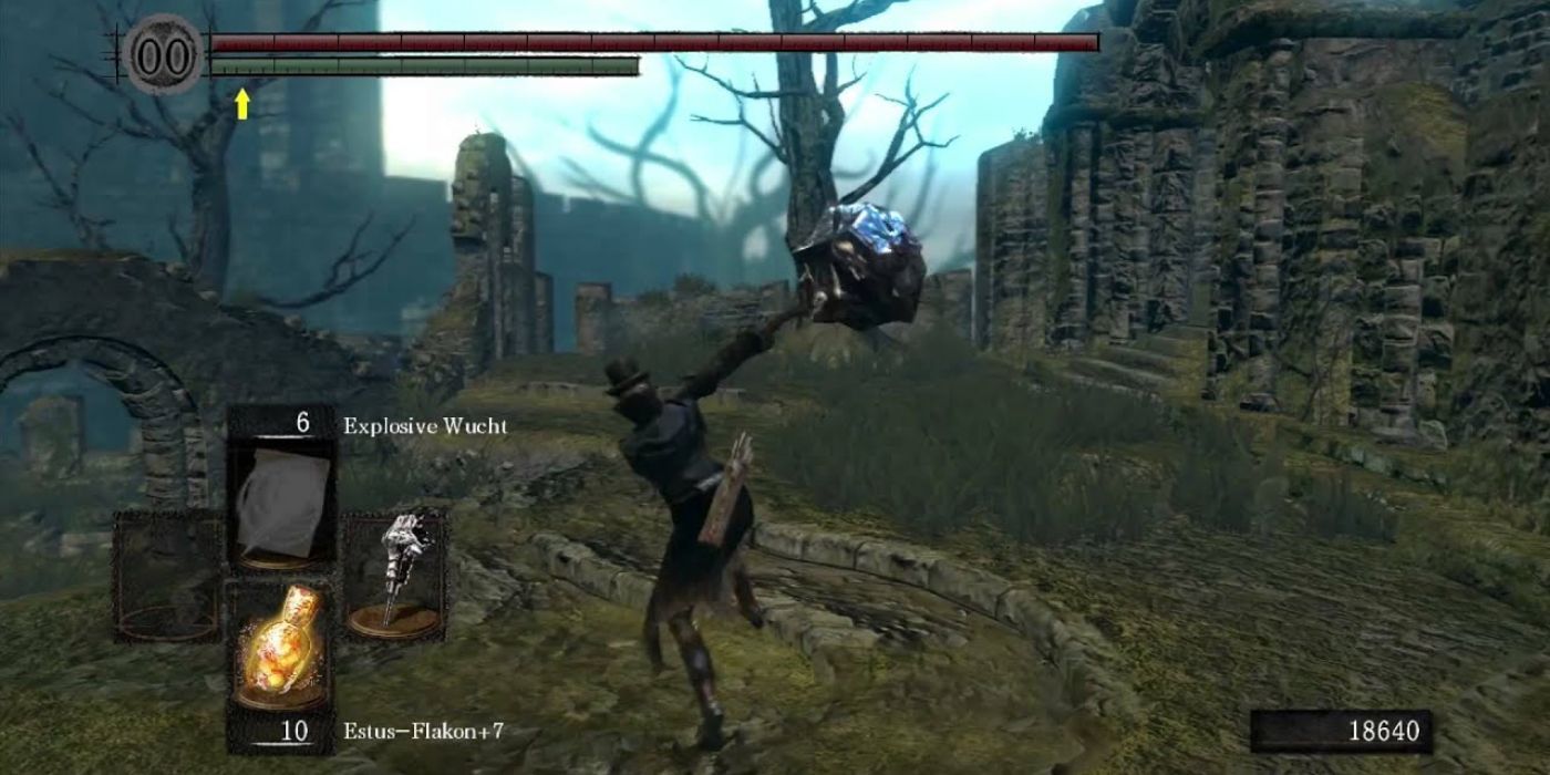 The player wields Grant in Dark Souls.
