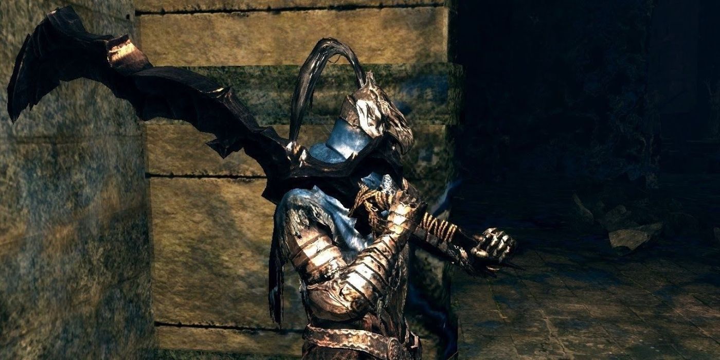The player wields the Obsidian Greatsword in Dark Souls.