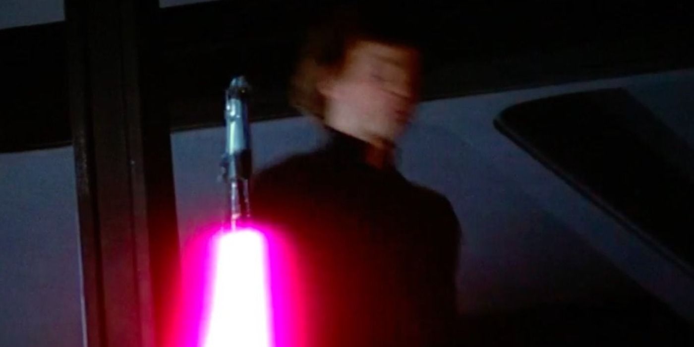 Darth Vader throws his lightsaber at Luke during their battle, but it ignites out the wrong end in Return of the Jedi