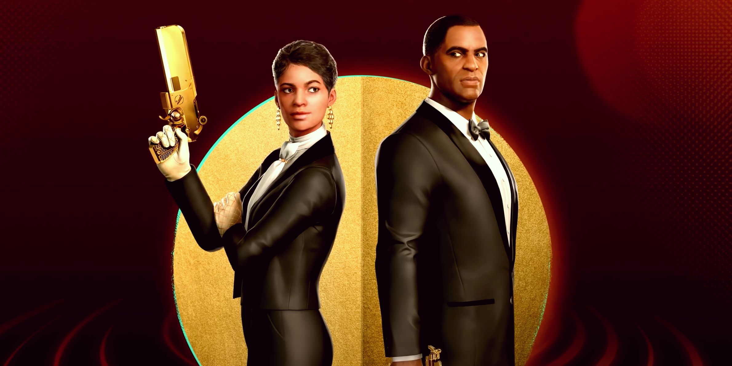 Deathloop's Colt and Julianna dressed in suits like James Bond