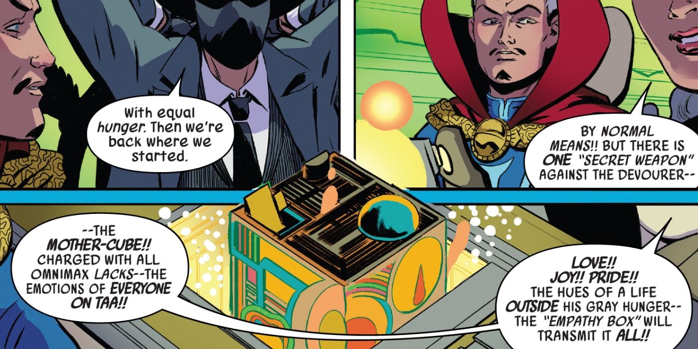 Taaia explains how the Mother Cube, which looks like a Mother Box, works.