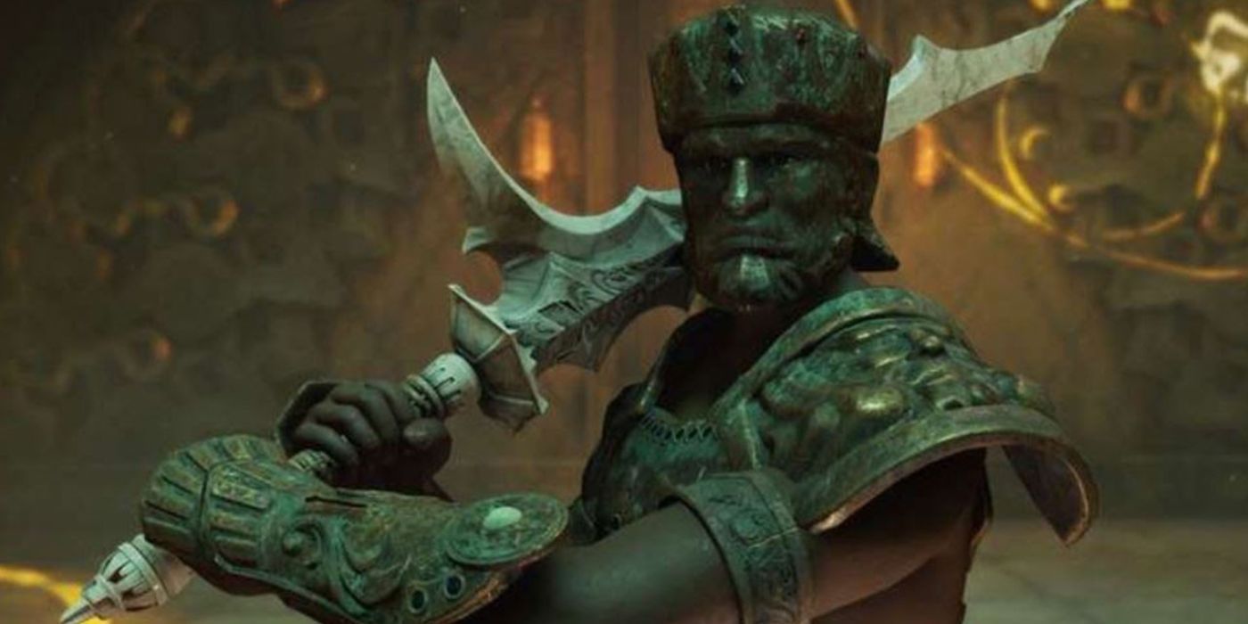 The player wears the Ancient King's Set in Demon's Souls.