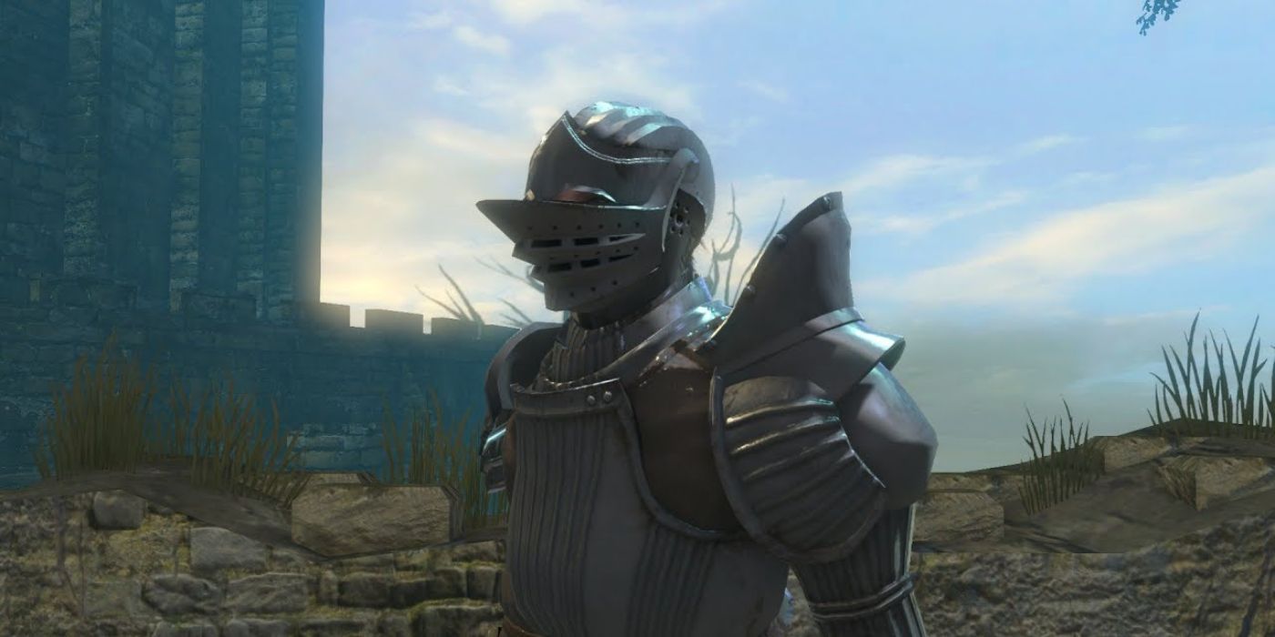 The player wears the Fluted Set in Demon's Souls.