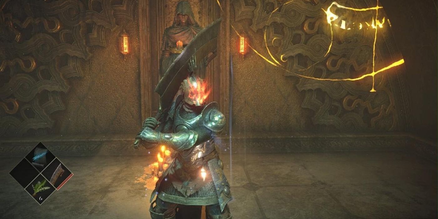 The player wields the Ritual Blade large axe in Demon's Souls.