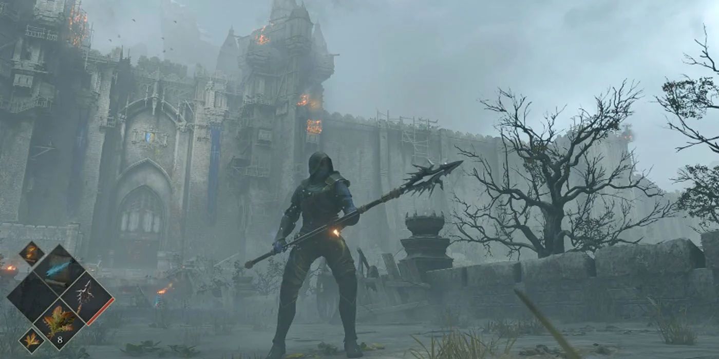 The player wields the Scraping Spear in Demon's Souls.