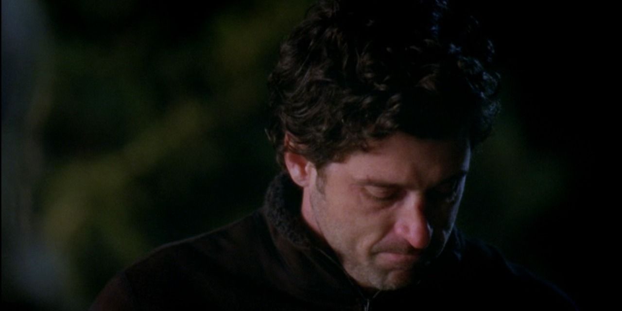 A depressed Derek looking down in Greys Anatomy
