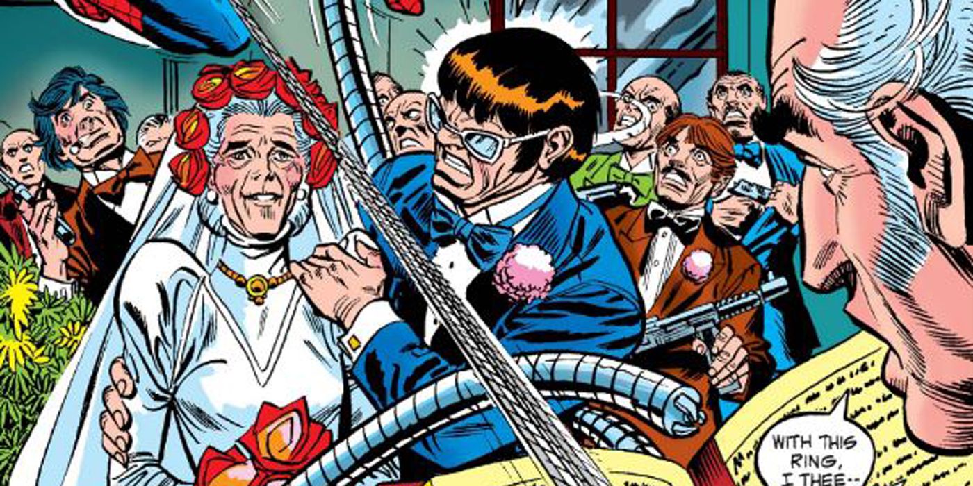 Doctor Octopus marrying Aunt May in Spider-Man 131.