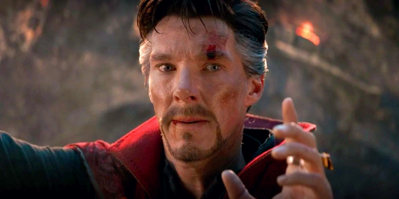 Close-up of Doctor Strange using magic