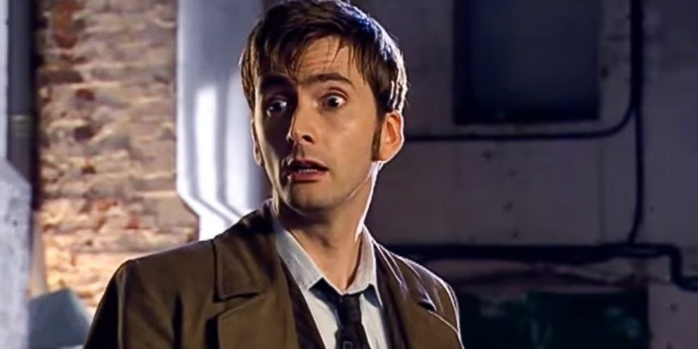 The Tenth Doctor looking surprised in Doctor Who