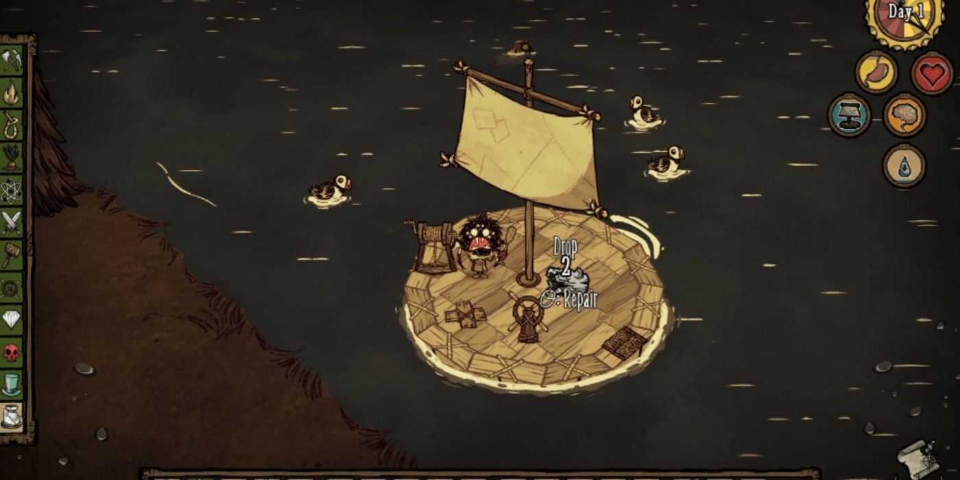 A boat at sea in Don't Starve Together
