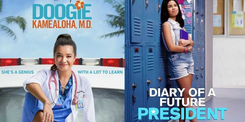 Split image of posters for Doogie Kamealoha MD and Diary of a Future President