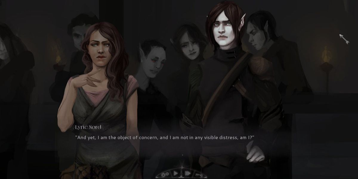 The Main Character speaks to a pale vampire in the video game Ebon Light.