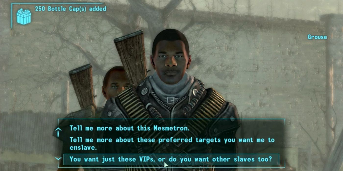 The player talking to Grouse in Fallout 3