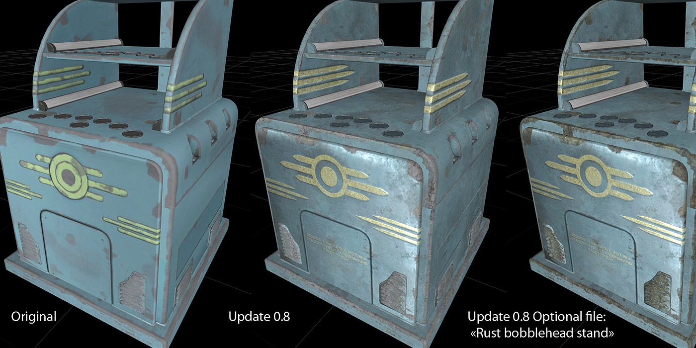 Comparison of an item retexture mod pack for Fallout 4