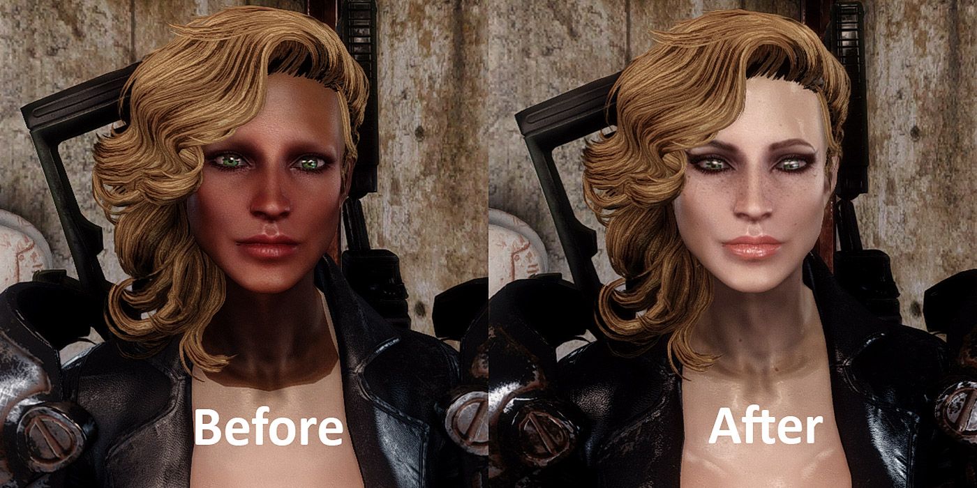 A comparison of a body texture fix mod for Fallout 4