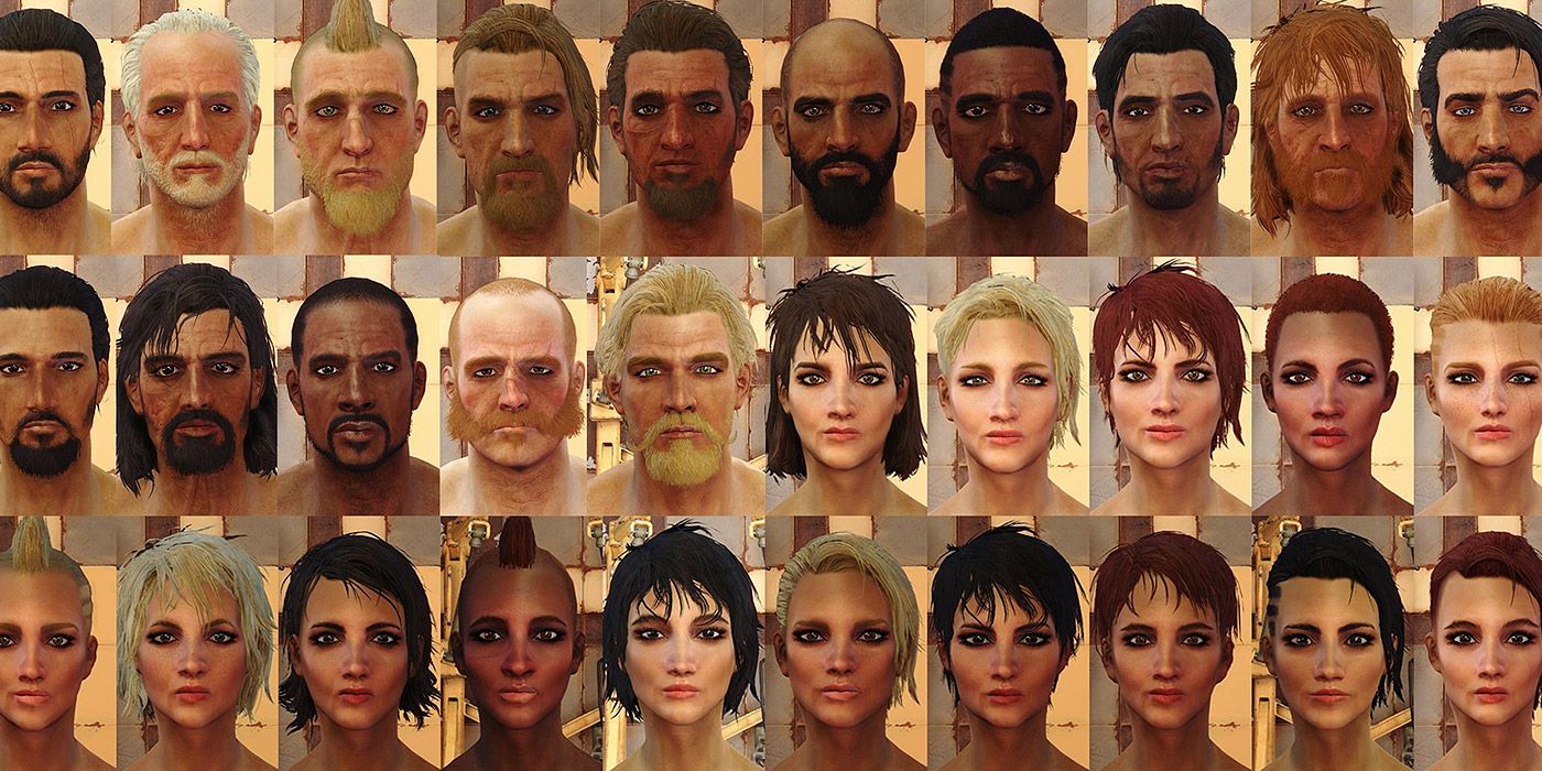 A selection of customized hairstyles from a Fallout 4 mod