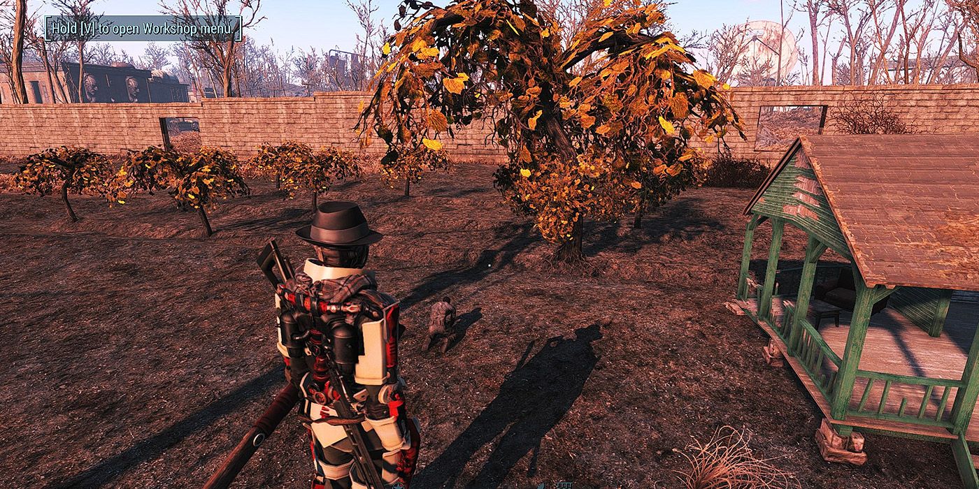 A player plants a garden shrub in Fallout 4