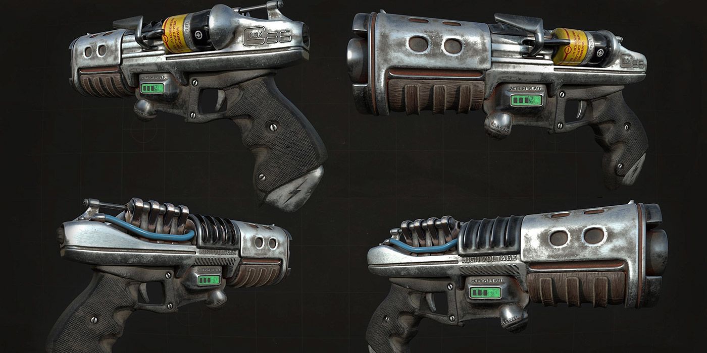 A two-sided comparison of the Glock 86 energy pistol mod for Fallout 4
