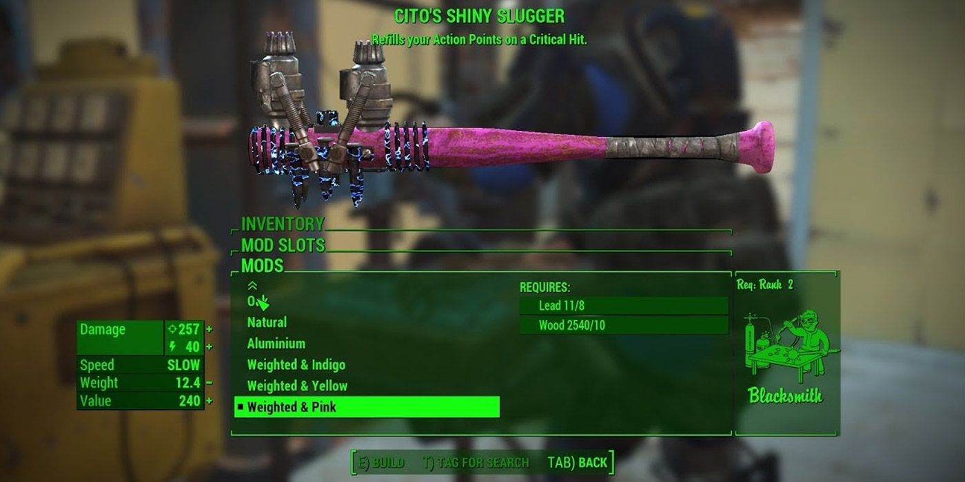 A shot of a pink baseball bat from Fallout