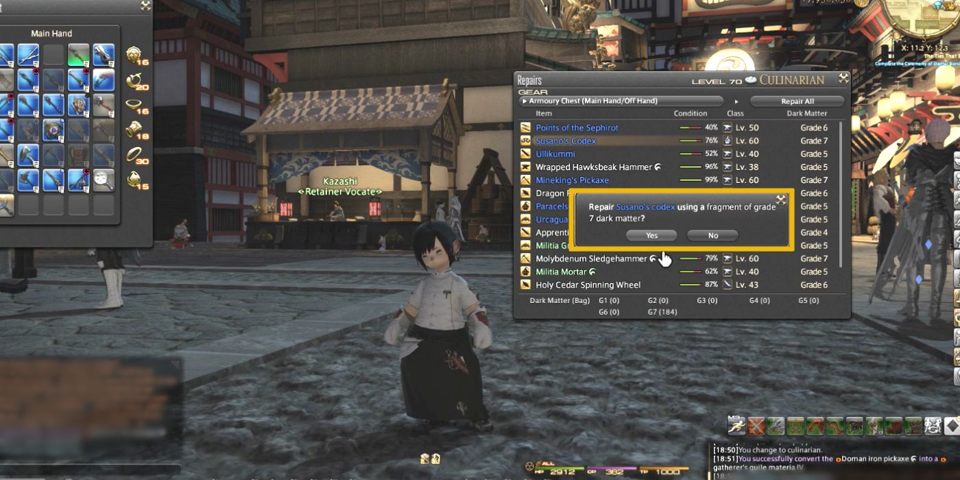 Final Fantasy XIV How to Repair Equipment