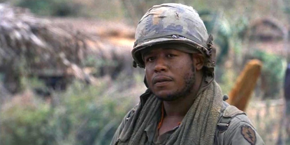 Forest Whitaker wearing a military uniform in Platoon