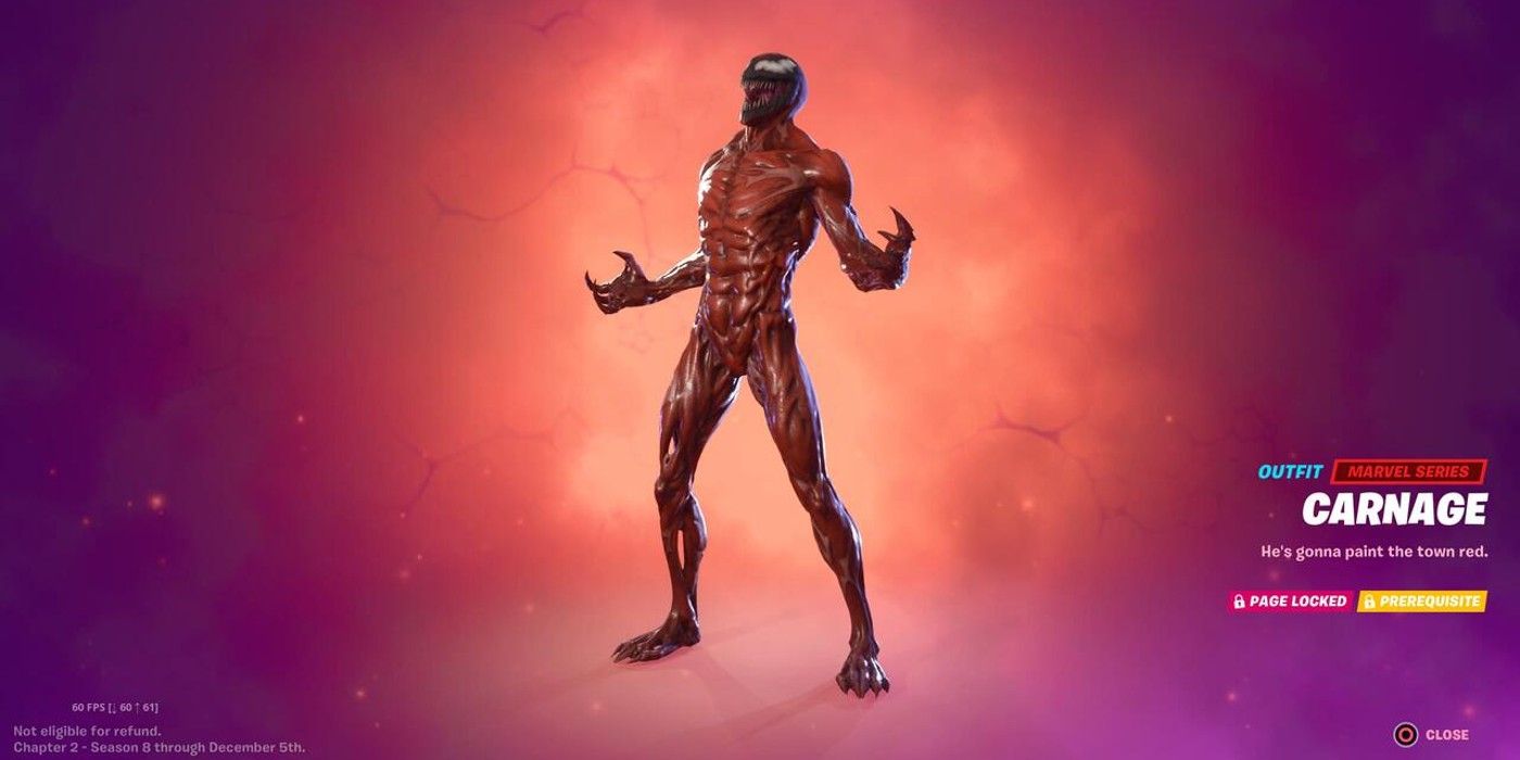 Fortnite Season 8 Carnage Battle Pass Reward Page