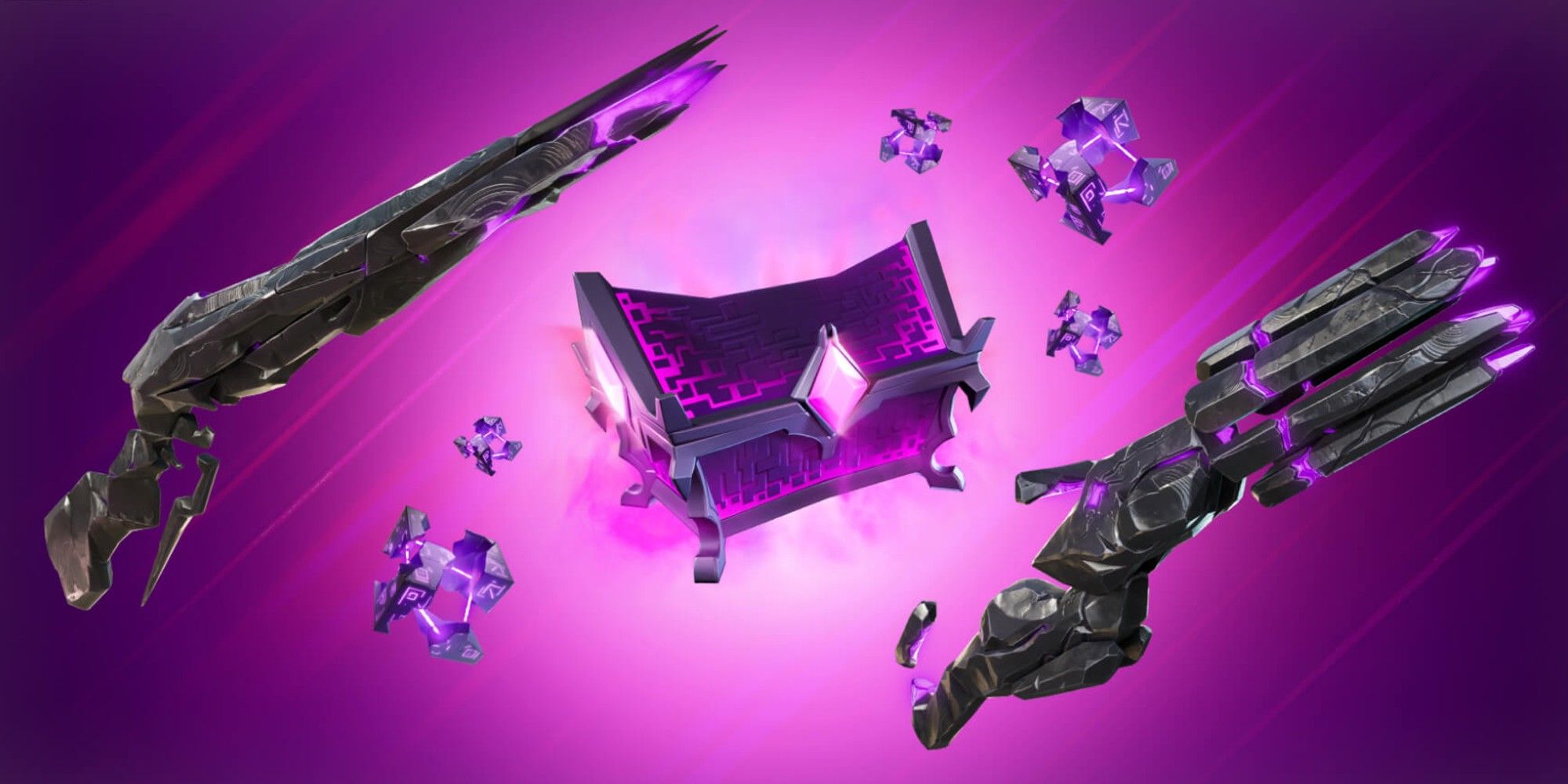 Weapons from Chapter 2 of Season 8 in Fornite game.