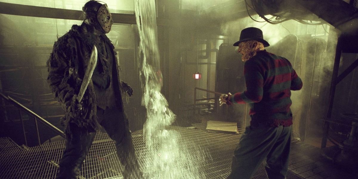 Freddy faces off against Jason in a boiler room.