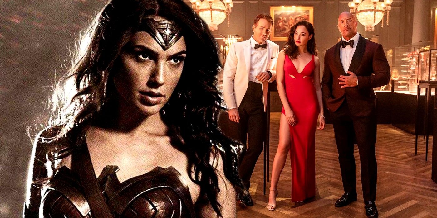 Gal Gadot as Wonder Woman and Red Notice cast